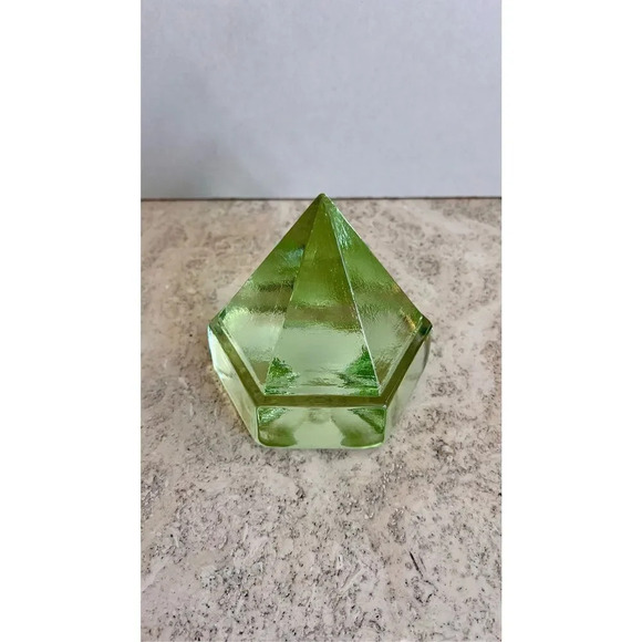 Vintage Green Heavy Glass Ship Deck Maritime Pyramid...